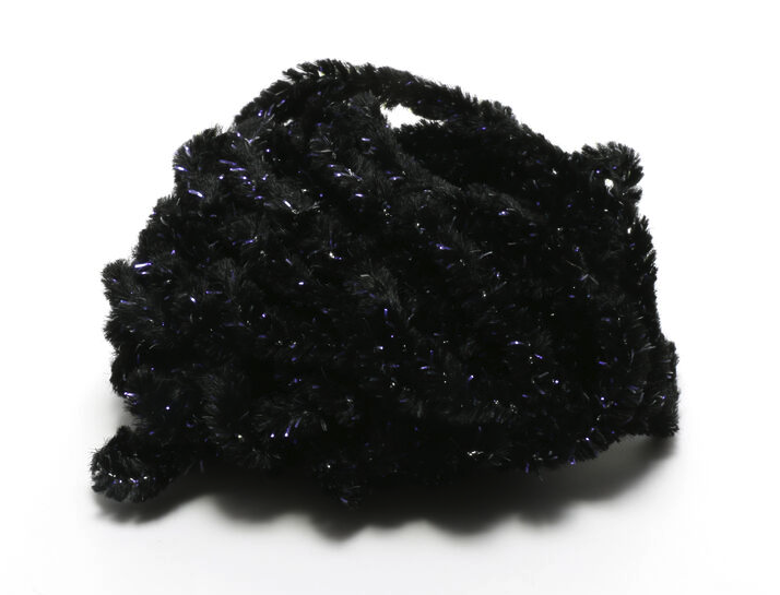 Hareline Woolly Bugger Tinsel Core UV Rayon Chenille Black