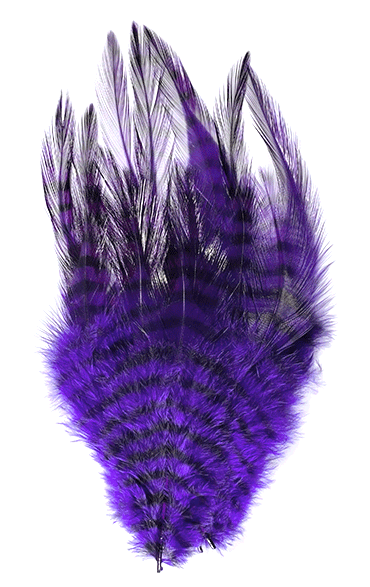MFC Barred Saddle Hackle Fly Tying Feathers  Purple