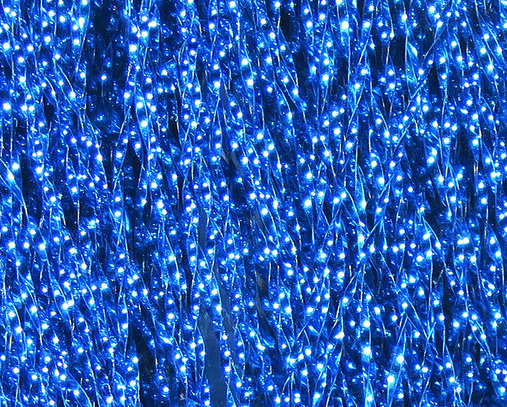 Blue Krystal Flash fibers shimmering in natural light