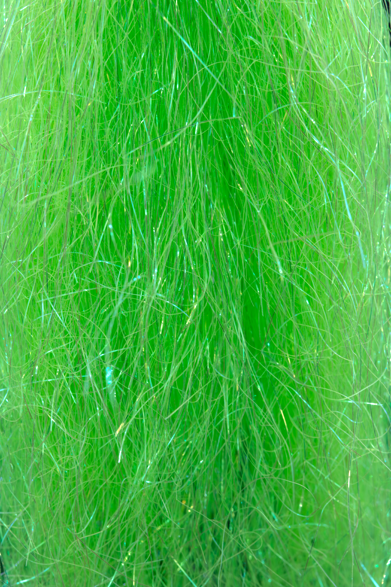 Chartreuse colored hank of Shiner Fibers