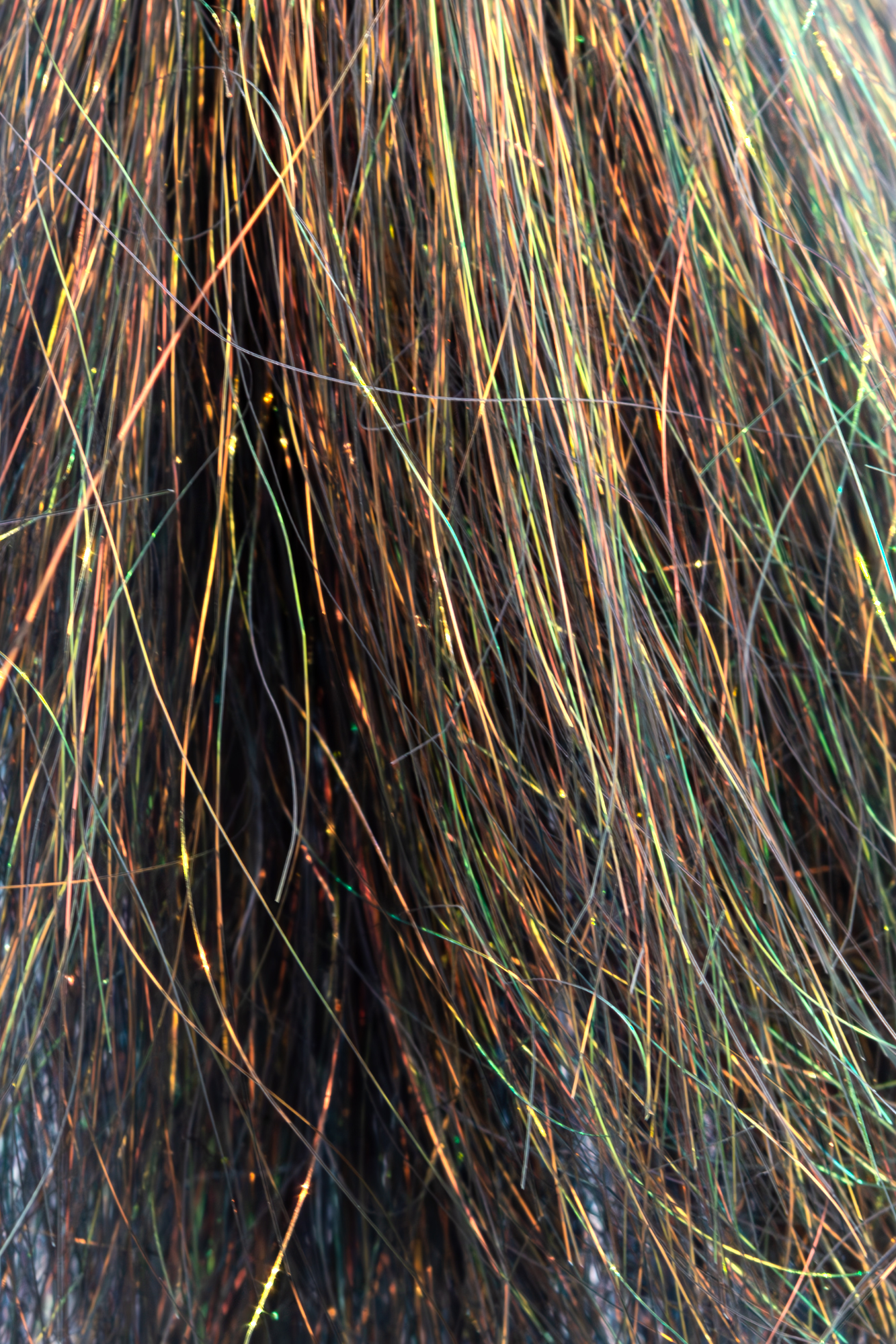 Peacock colored hank of Shiner Fibers