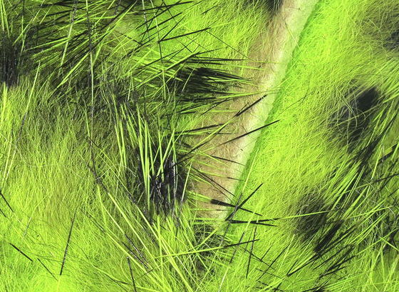 Hareline Magnum Rabbit Strips Barred Black Chartreuse