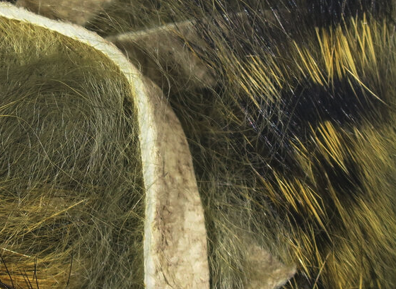 Hareline Rabbit Strips Barred Black Gold Variant