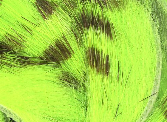 Hareline Magnum Rabbit Strips Barred Olive Chartreuse