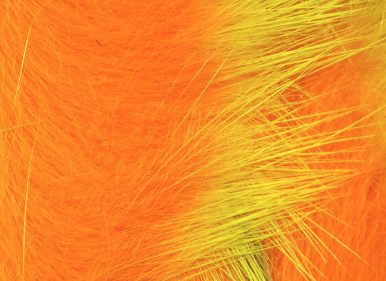 Hareline Rabbit Two-Toned Rabbit Strips Yellow Tip Hot Orange