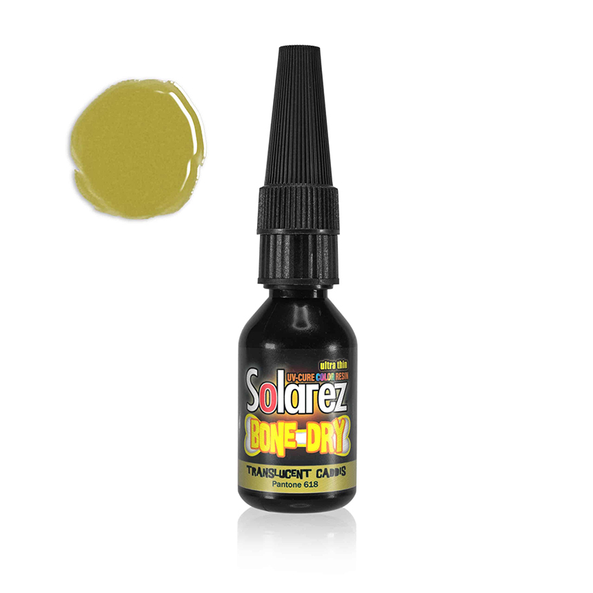 Enhance fly tying projects with vibrant, tough Solarez Bone Dry Colors UV Resin in stock and ready to ship