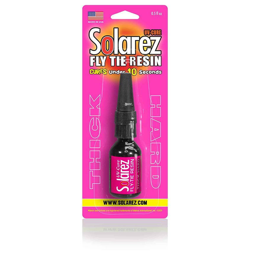 Easy-to-work-with Solarez Thick-Hard formula for viscous fly tying applications.