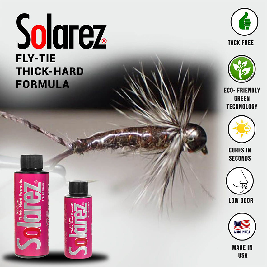 Guaranteed tack-free finish with Solarez UV Light Systems for fly fishing available for sale on store and online