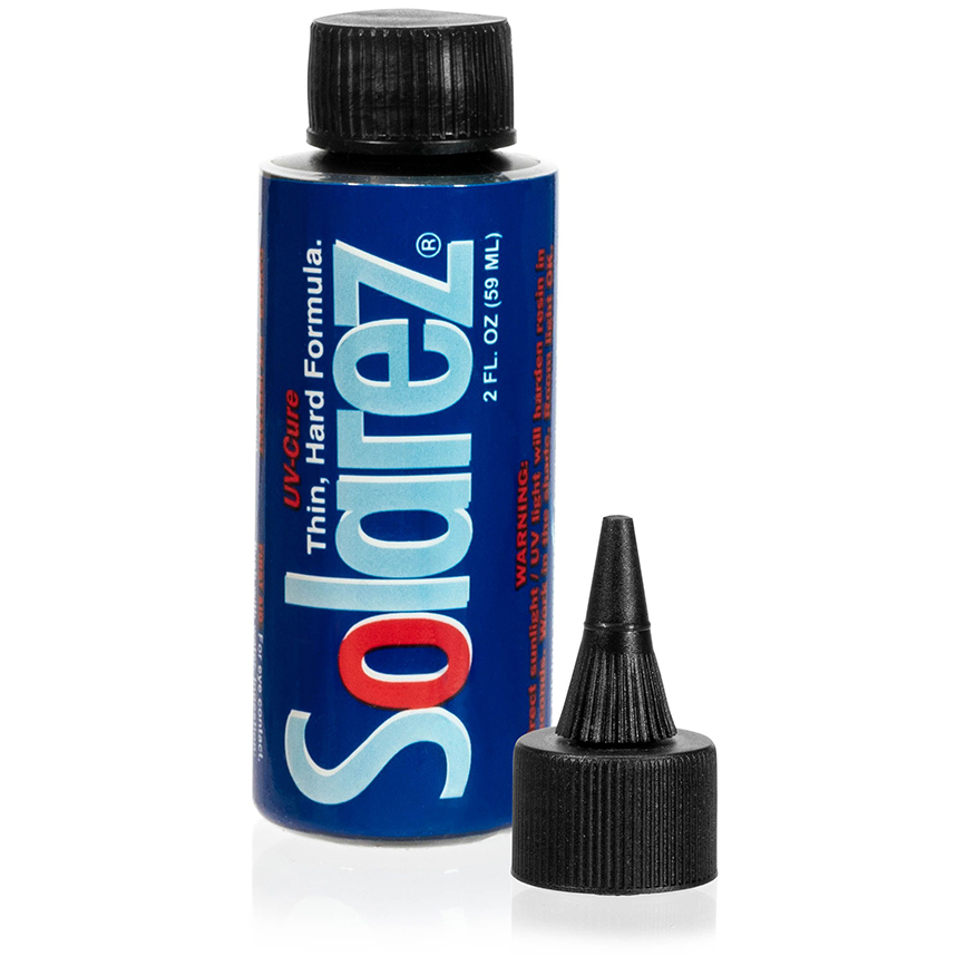 Non-yellowing Solarez Thin-Hard UV Resin ensures lasting clarity in fly tying.