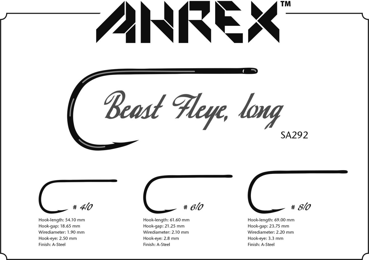 Ahrex SA292 Popovics Beast Fleye Long Hooks are a top choice saltwater streamer fly tying hook.