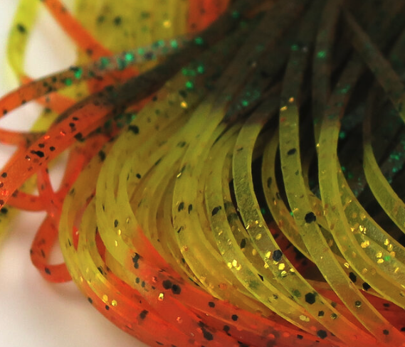 Orange Pumpkin Yellow dyed Hareline Magnum Predator Rubber Legs for fly tying