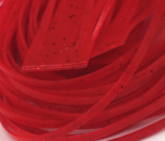 Red dyed Hareline Magnum Predator Rubber Legs for fly tying