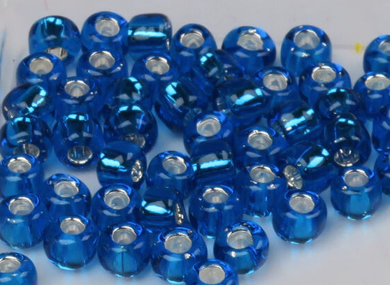 Hareline Tyers Glass Fly Tying Beads #12 & Larger Silver Lined Blue