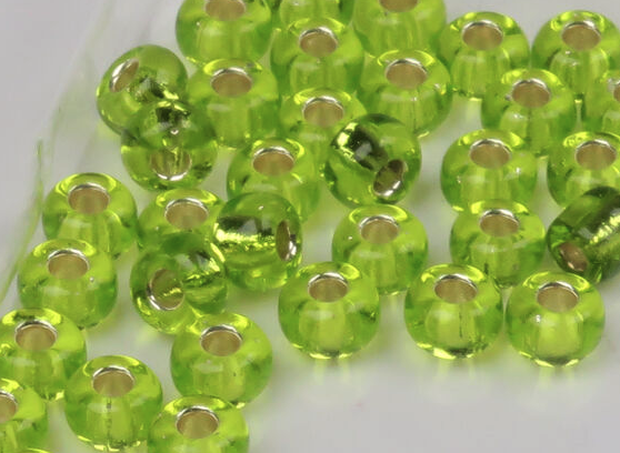 Hareline Tyers Glass Fly Tying Beads #12 & Larger Silver Lined Chartreuse