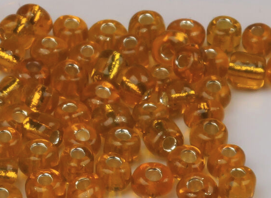 Hareline Tyers Glass Fly Tying Beads #12 & Larger Silver Lined Gold