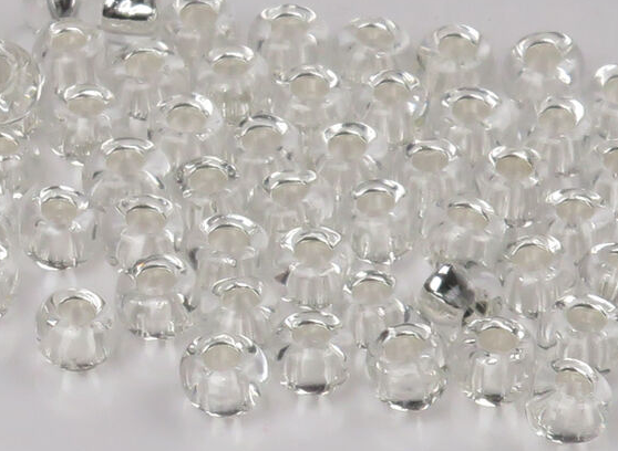 Hareline Tyers Glass Fly Tying Beads #12 & Larger Silver Lined Silver