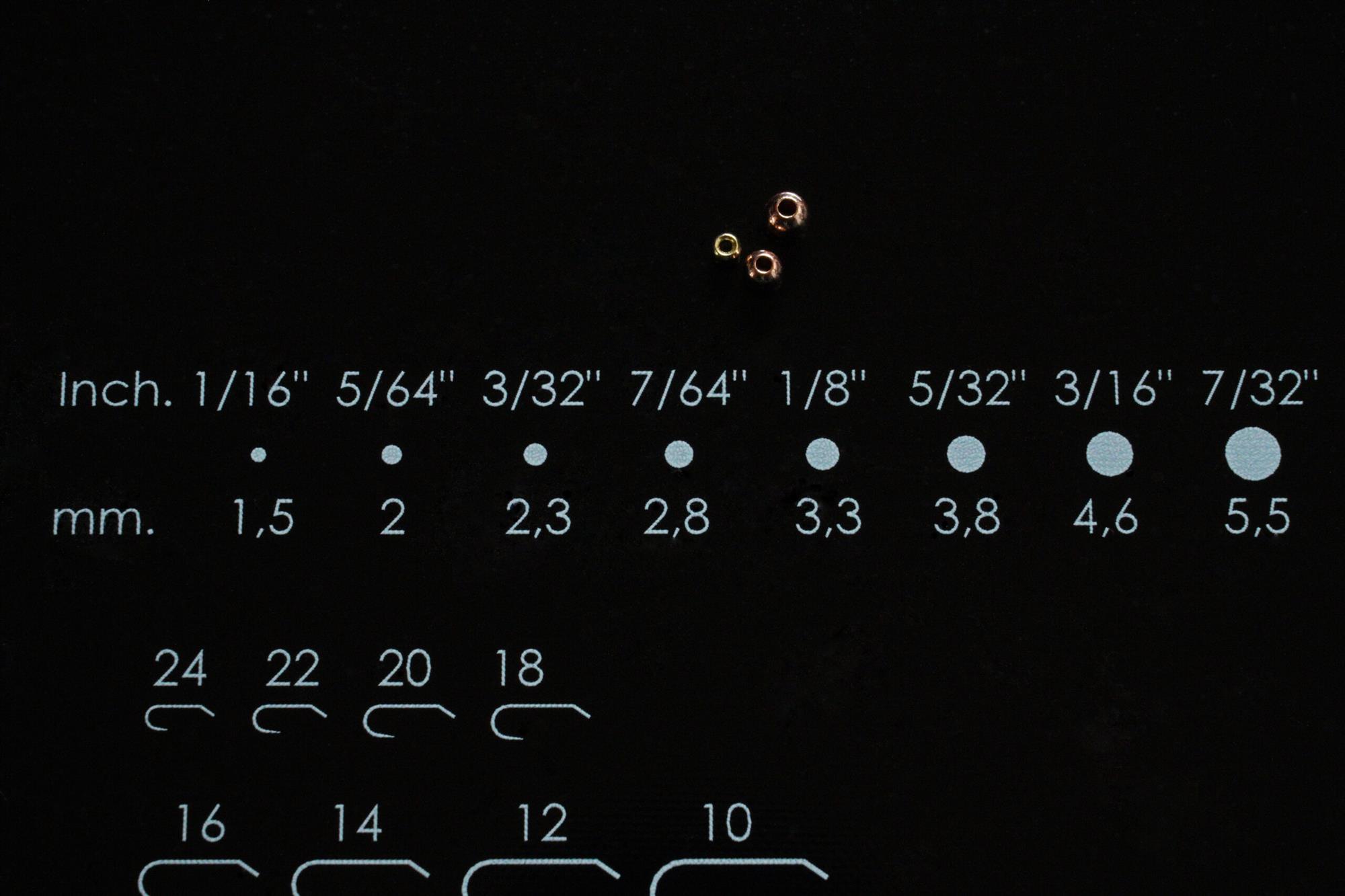 Close up of the bead gauge on the Smhaen Fly Tying Mat