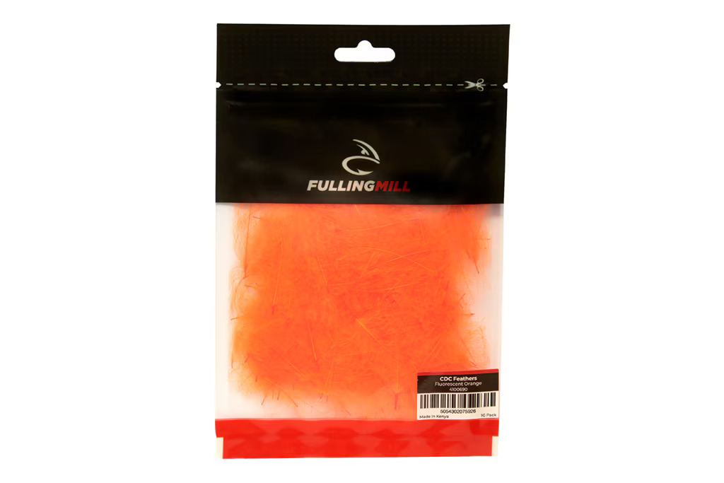 Fluorescent orange CDC cul de canard feathers for dry flies emergers and nymphs
