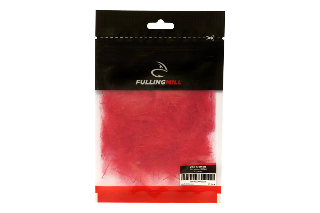 Fluorescent red CDC cul de canard feathers for attractor dry flies and emergers