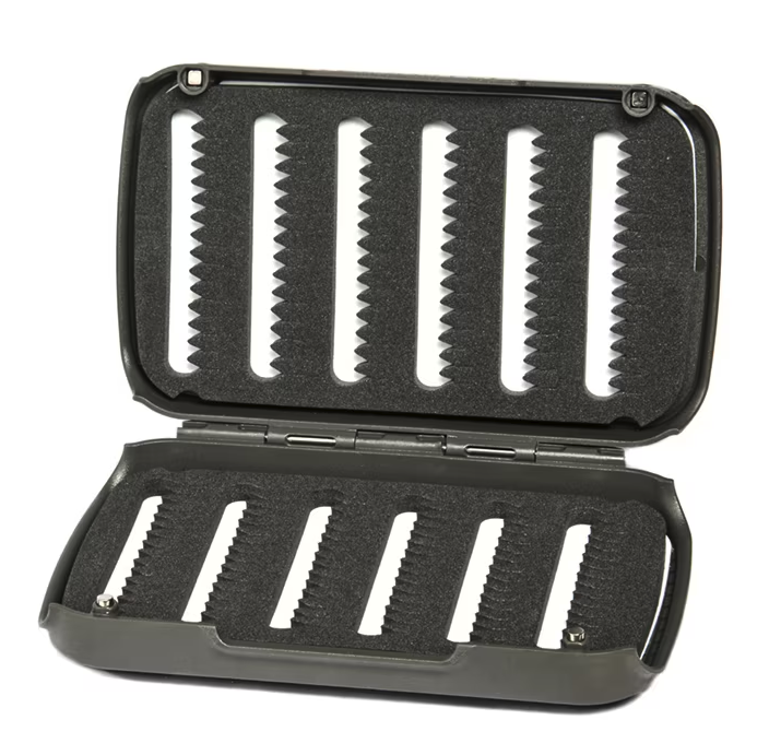 Compact Fulling Mill Fly Patch Box featuring secure closure and durable foam for efficient fly storage