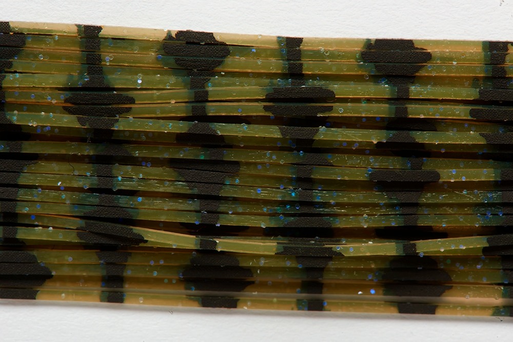 Fulling Mill Heavy Barred Legs dark green barred silicone legs with UV blue flake for fly tying trout and bass streamers