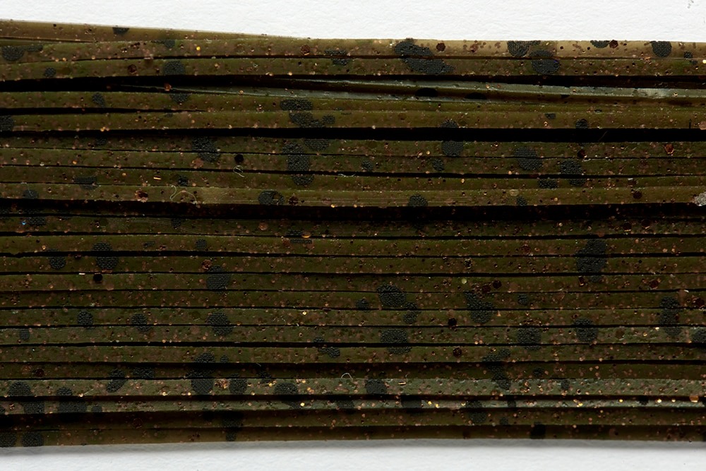 Fulling Mill Splash Legs fly tying legs – green pumpkin with orange flake speckled streamer legs