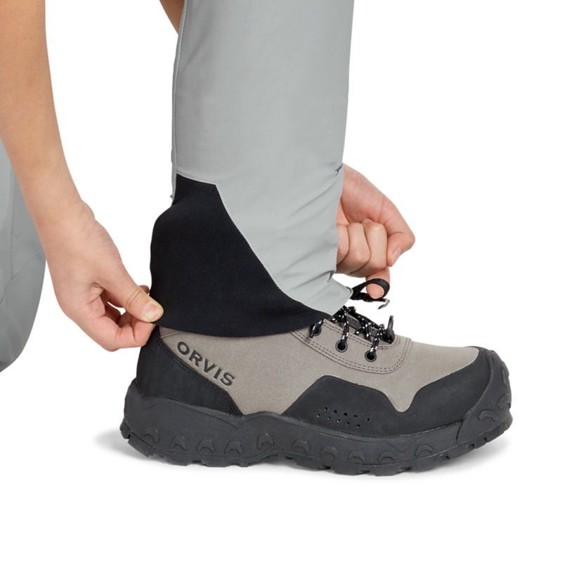 Low-profile seam construction in Orvis Kids' Clearwater Waders for a sleek fit