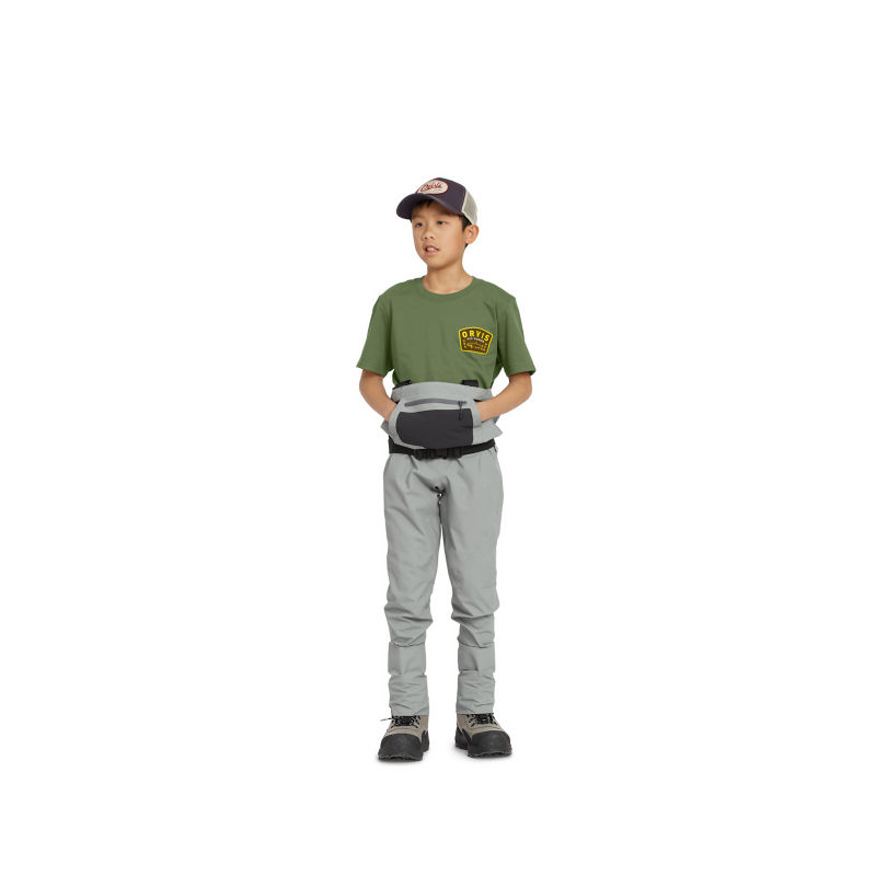 Orvis Kids' Clearwater Waders with kangaroo-style handwarmer pocket for added comfort