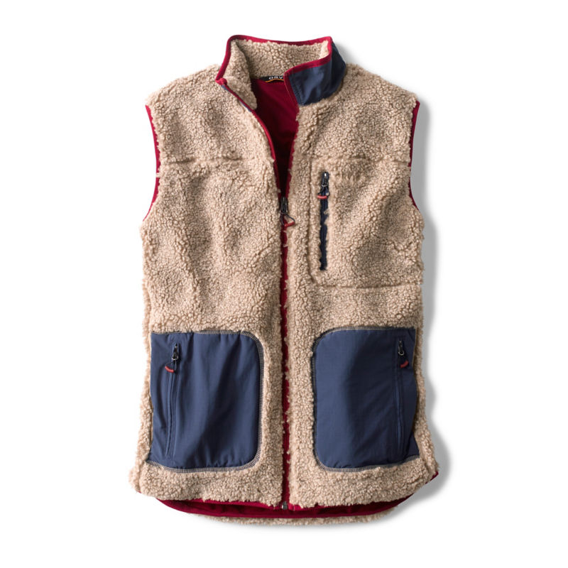 Sherpa Woven Contrast Vest - NATURAL/NAVY
