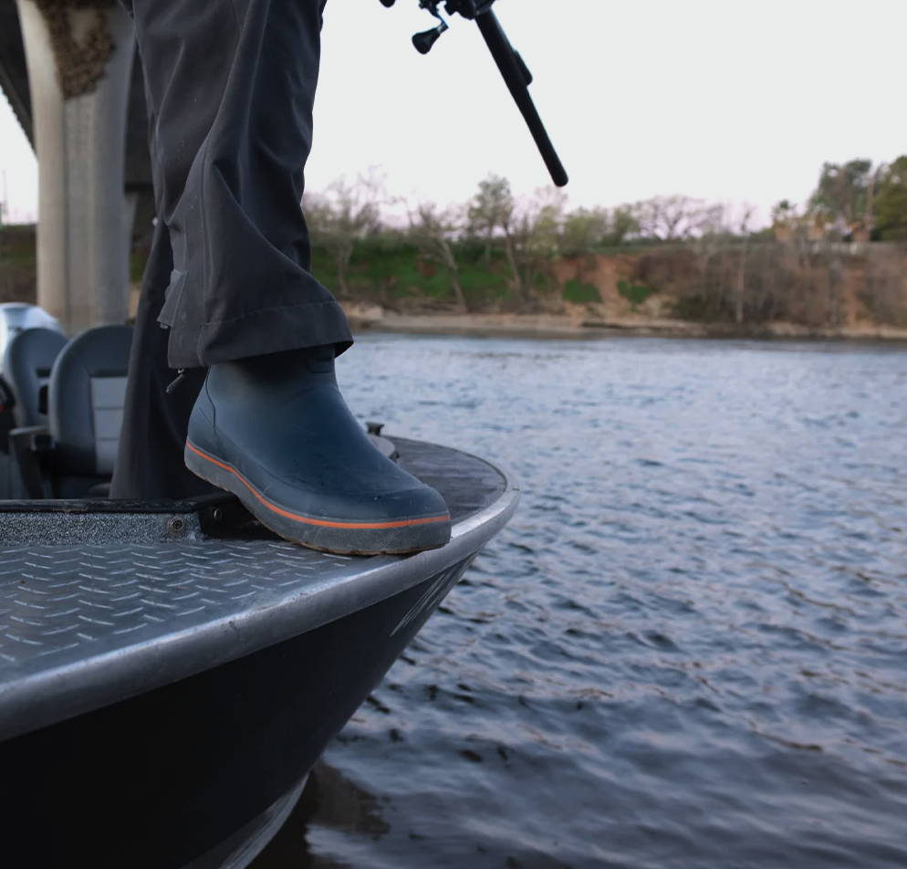 Fishing footwear: Grundens Deck-Boss Boots, designed for comfort and durability, available now.