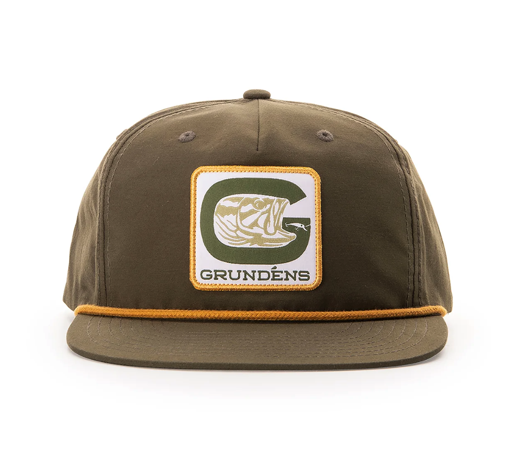 Grundens G Bass Classic Rope Hat with iconic bass logo and rope detailing - perfect outdoor fishing cap.