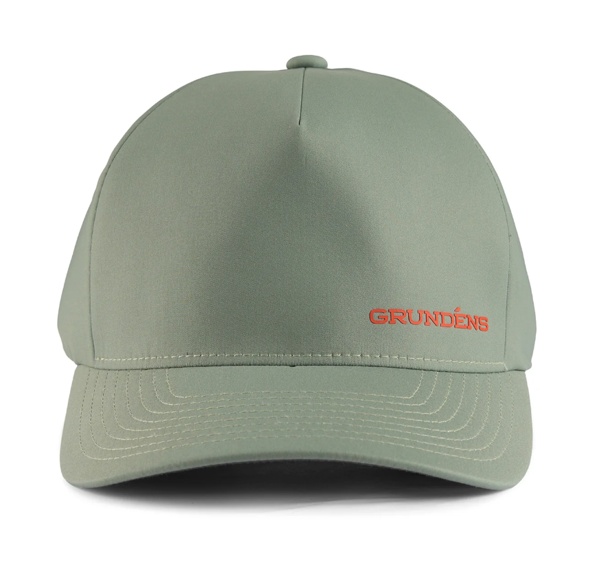 Front of Grundens ICONic DWR Hat in olive color