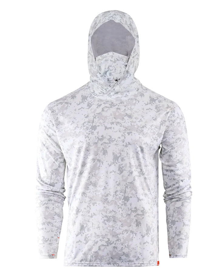 Grundens Tough Sun Masked Hoodie in squall camo color