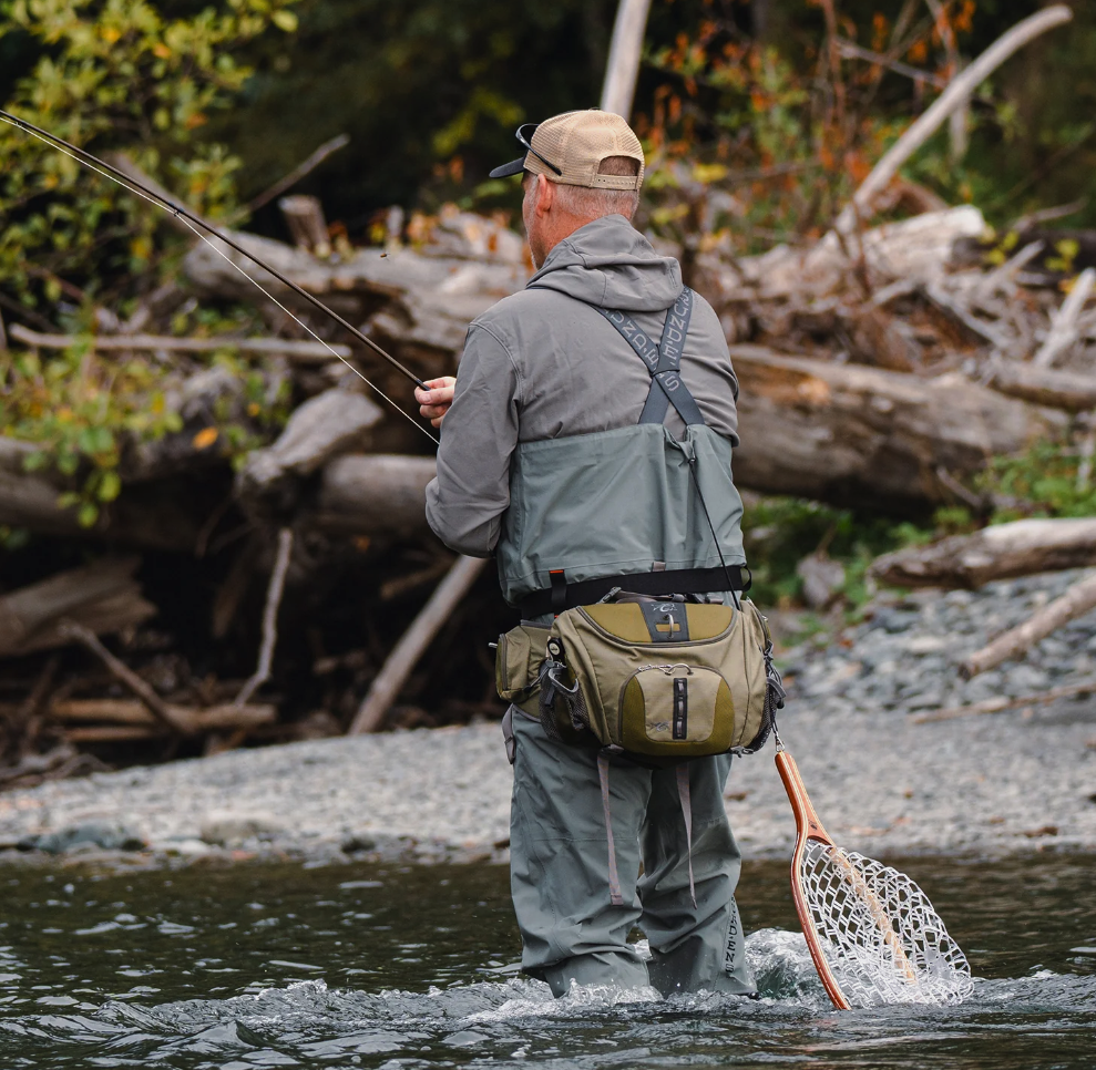 In stock Grundens Bedrock Waders featuring anatomically shaped, size-specific neoprene stockingfeet