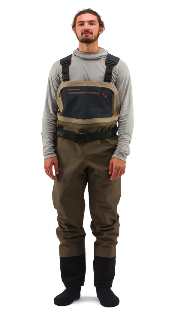 Order online: Grundens Boundary Waders with titanium-coated neoprene booties for enhanced heat retention