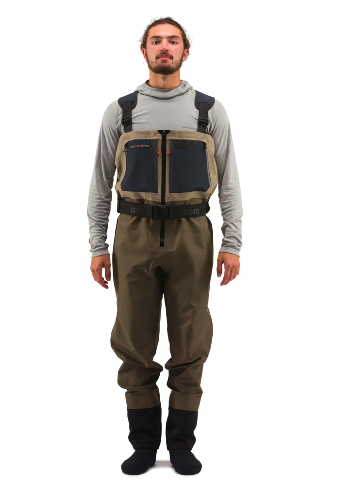 Order online: Grundens Boundary Stockingfoot ZIP Waders with YKK Aquaseal waterproof front zipper