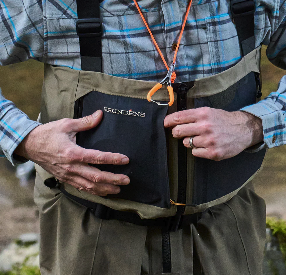Shop Grundens Boundary ZIP Waders with double weave stretch gravel guards for secure boot fit