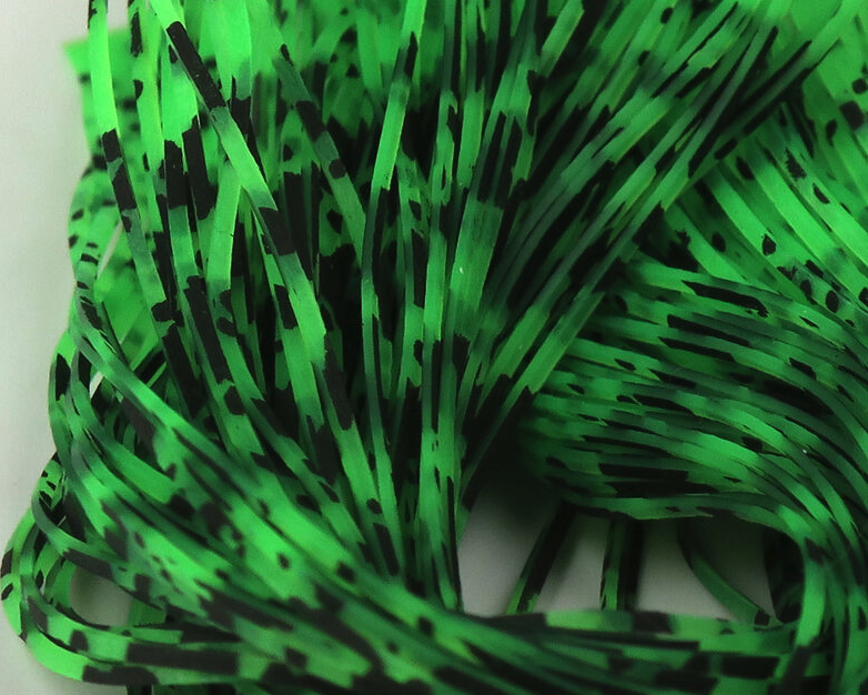 Hareline Barred & Speckled Crazy Legs for fly tying are a great way to add color and movement when tying flies for bass, trout,