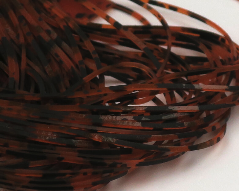 Hareline Barred & Speckled Crazy Legs for fly tying are a great way to add color and movement when tying flies for bass, trout,