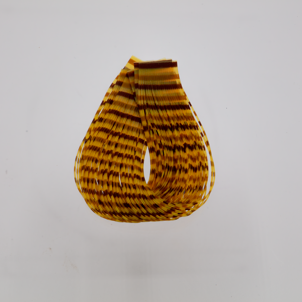 Amber/Gold/Brown Triple Barred Silicone Legs. UV-resistant rubber legs for fly tying.