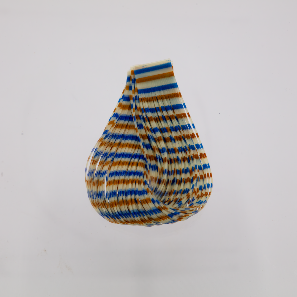 Bone/Blue/Golden Tan Triple Barred Silicone Legs. Superior rubber legs for fly tying bass bugs.