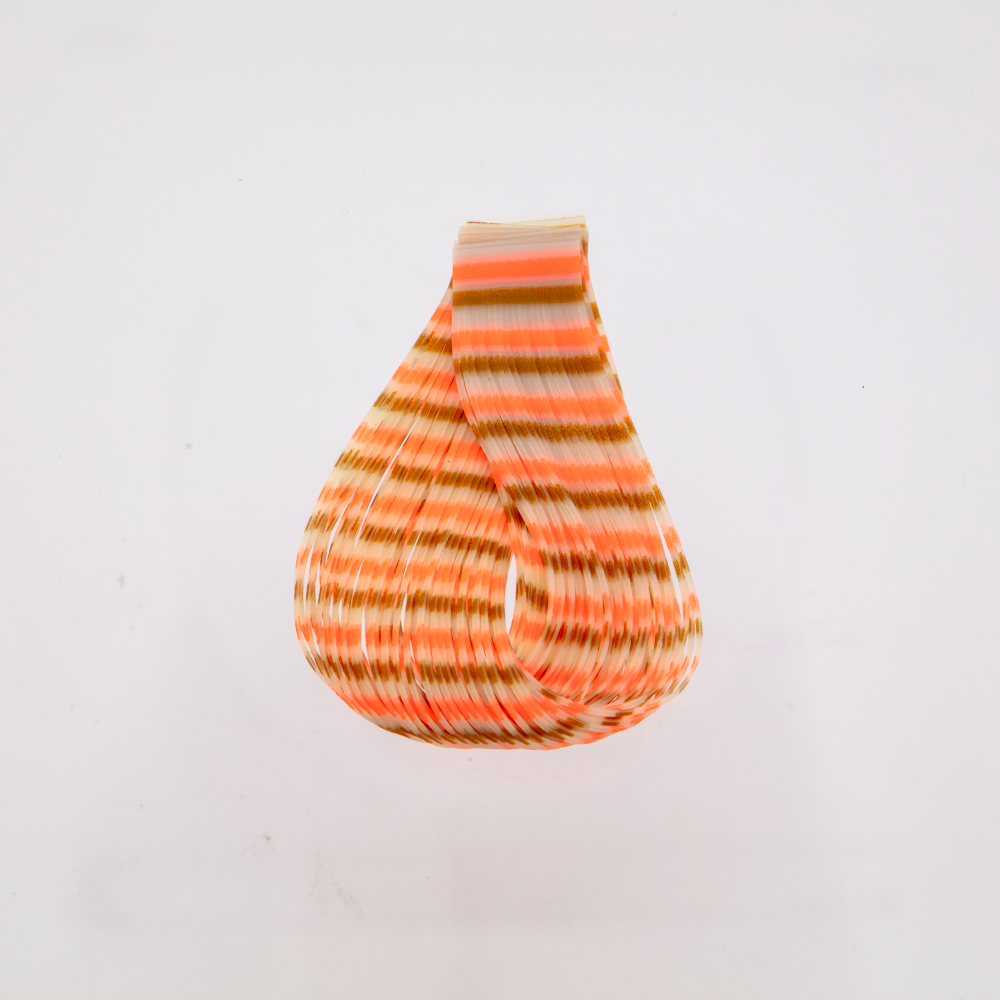 Cream/Cinnamon/Orange Triple Barred Silicone Legs. Durable rubber for fly tying materials.