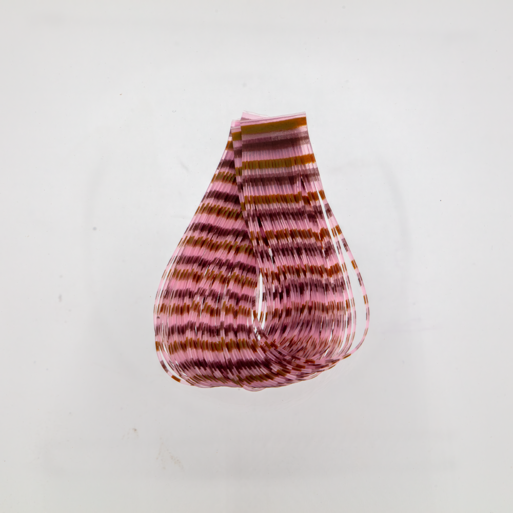 Pink/Brown/Olive Triple Barred Silicone Legs. Segmented rubber legs for fly tying.