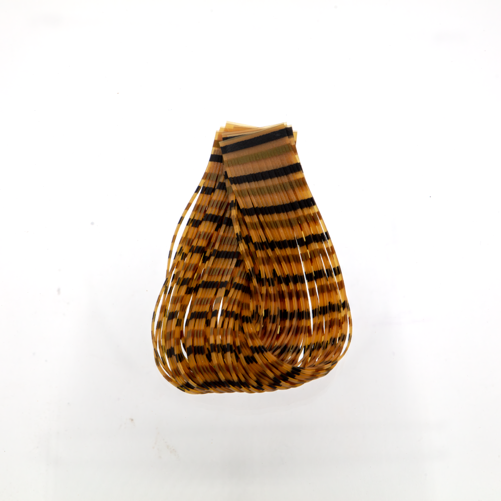 Pumpkin/Olive/Brown Triple Barred Silicone Legs. Heavy Duty rubber for fly tying.