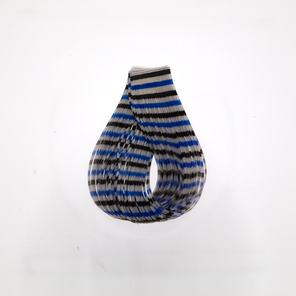 Silver/Black/Blue Triple Barred Silicone Legs. Saltwater fly tying silicone legs.