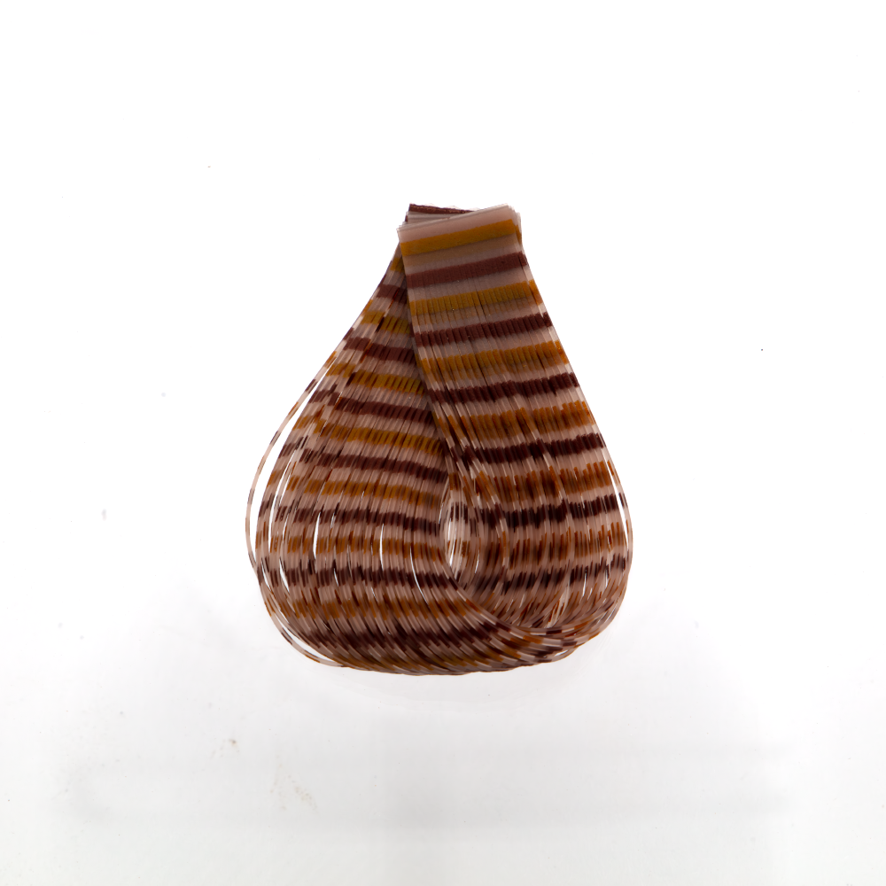 Tan/Mustard/Brown Triple Barred Silicone Legs. Durable rubber legs for fly tying hoppers.