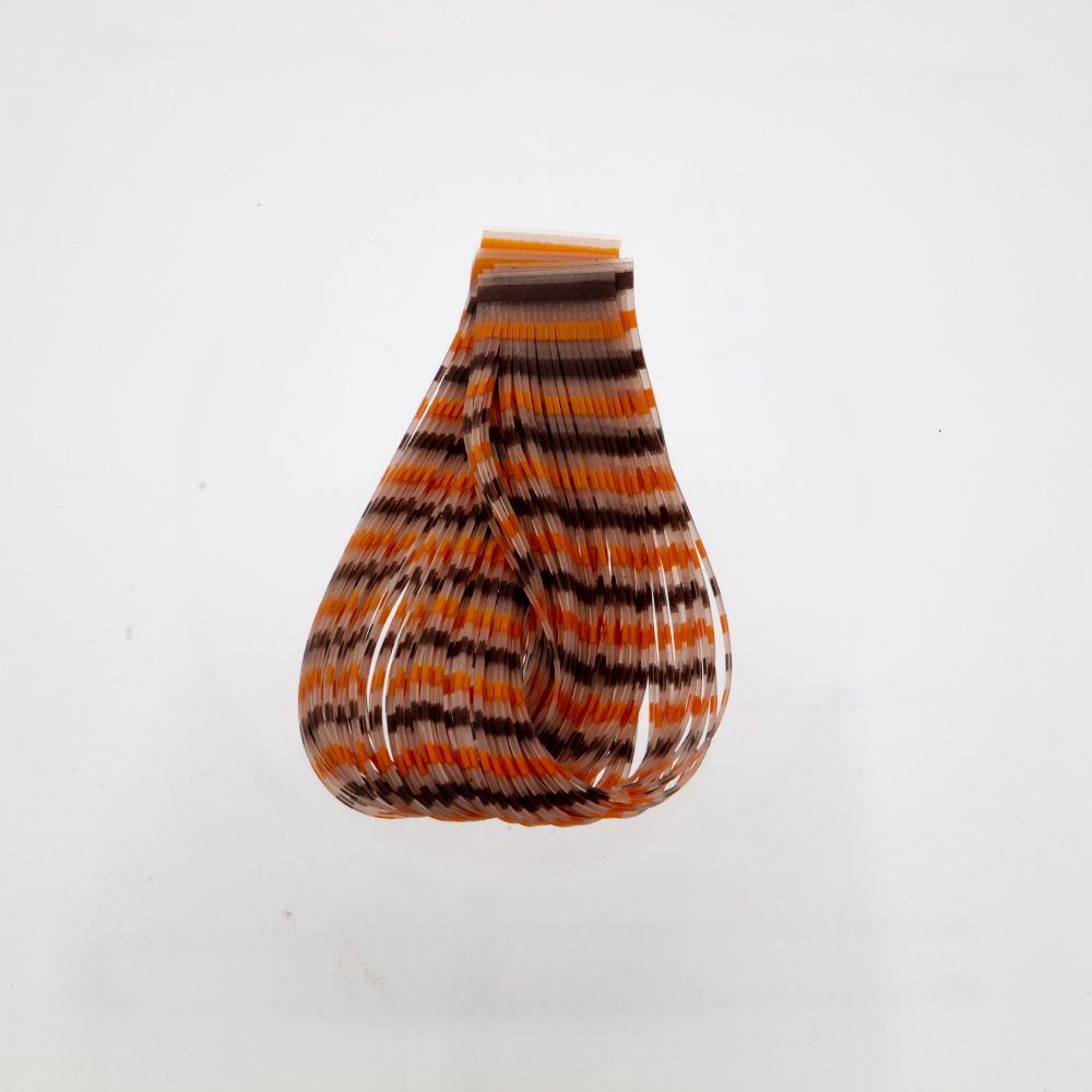 Tan/Orange/Brown Triple Barred Silicone Legs. Durable rubber legs for fly tying.