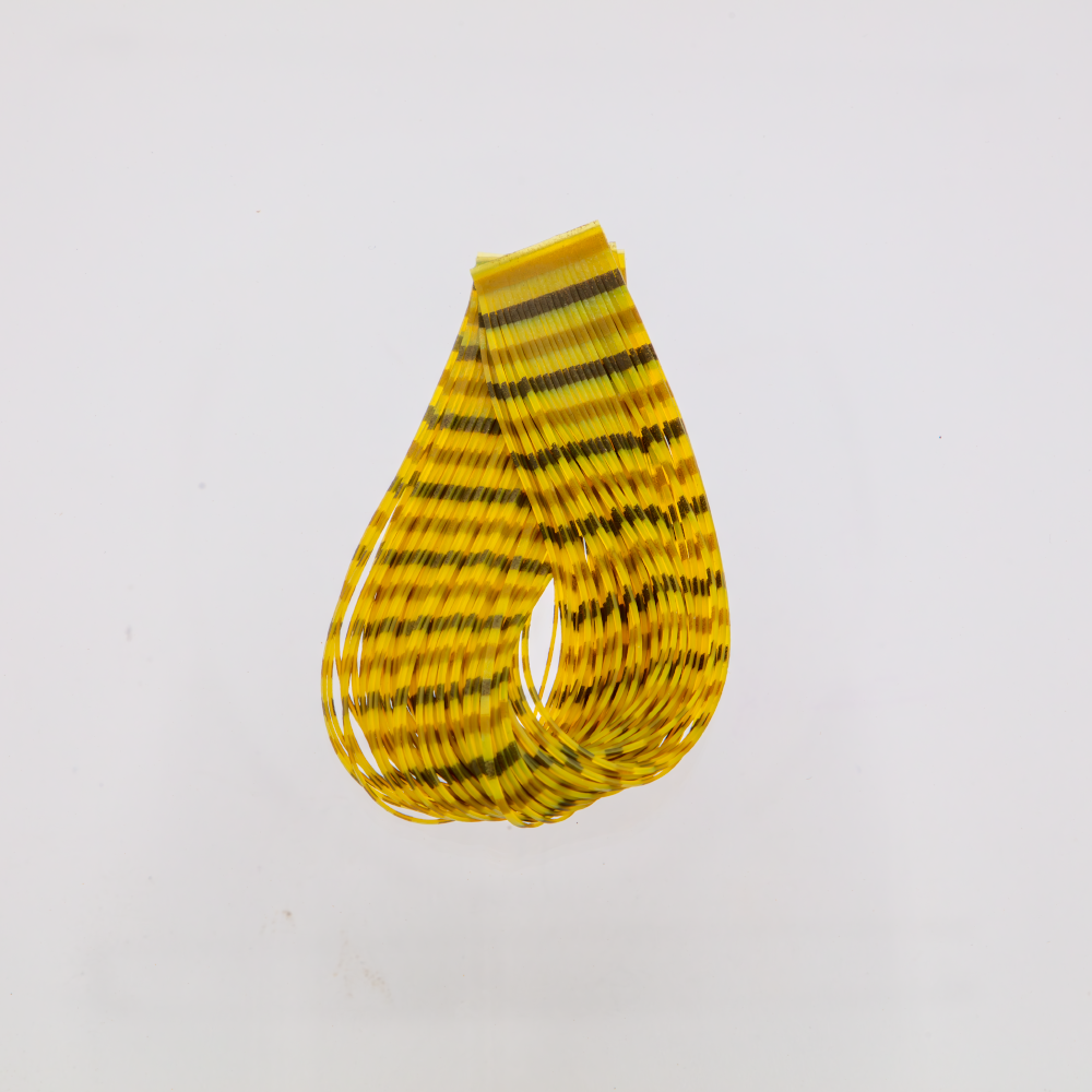 Yellow/Lt Olive Triple Barred Heavy Duty Silicone Legs. Rubber legs for fly tying.