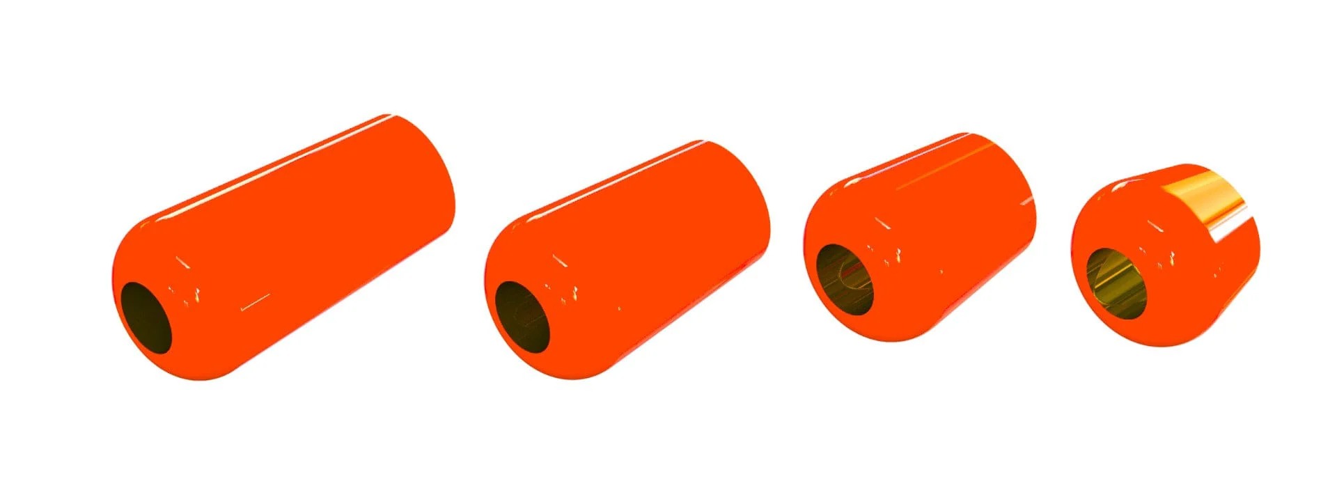 PRO TubeFly orange brass drop weights for Micro Tube and Flexi Tube fly tying