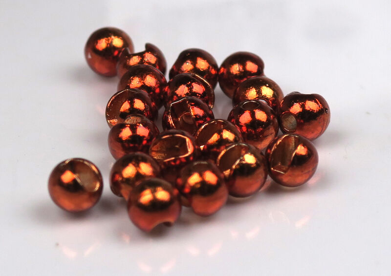 Burnt orange tungsten beads with slot for heavy sinking fly tying patterns